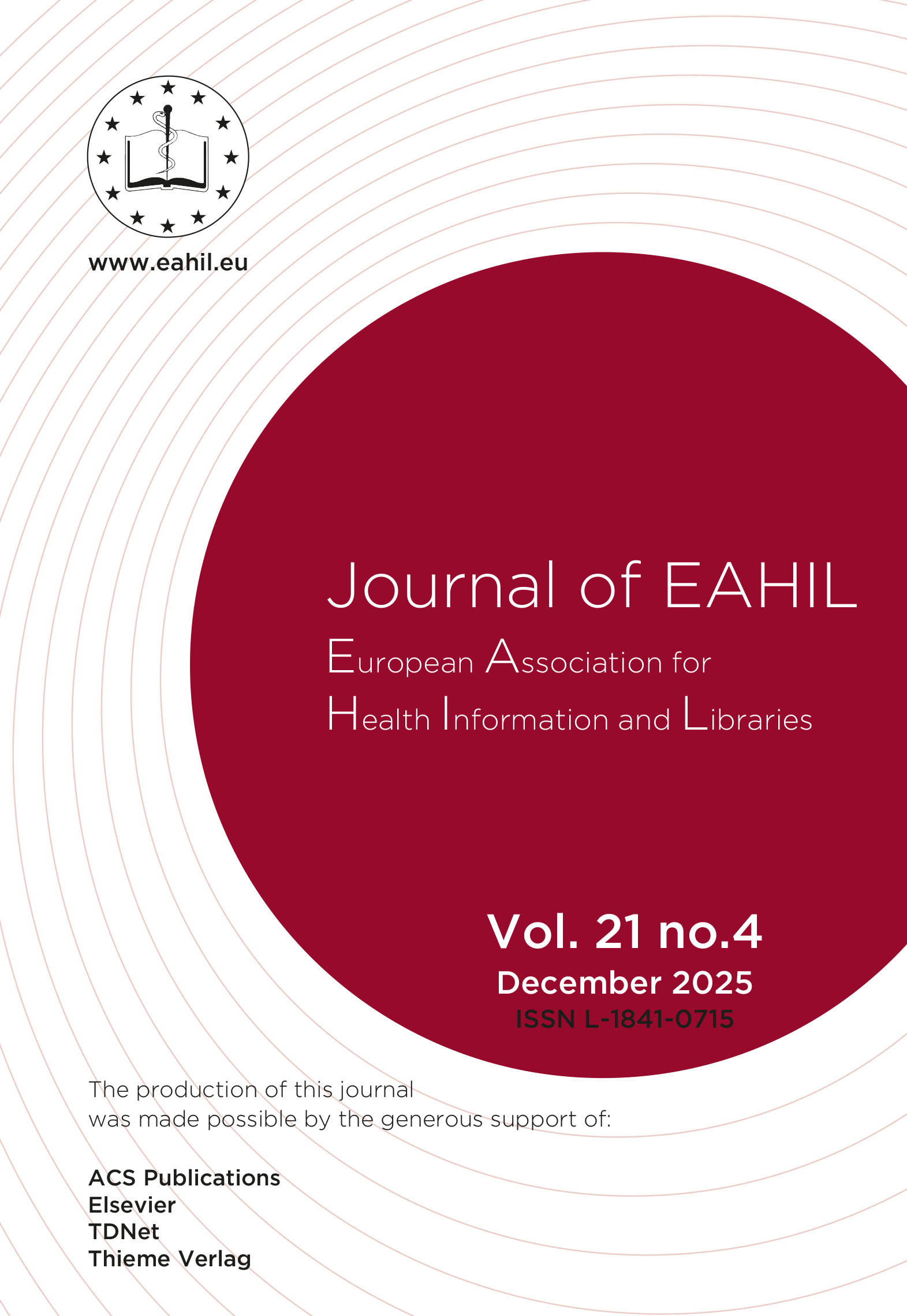 Cover page of the Journal of EAHIL issue 2025 21(4).